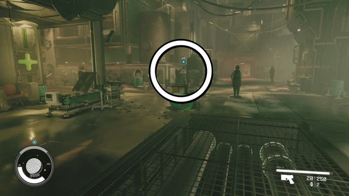 first person view of louisa reyez location in the well circled