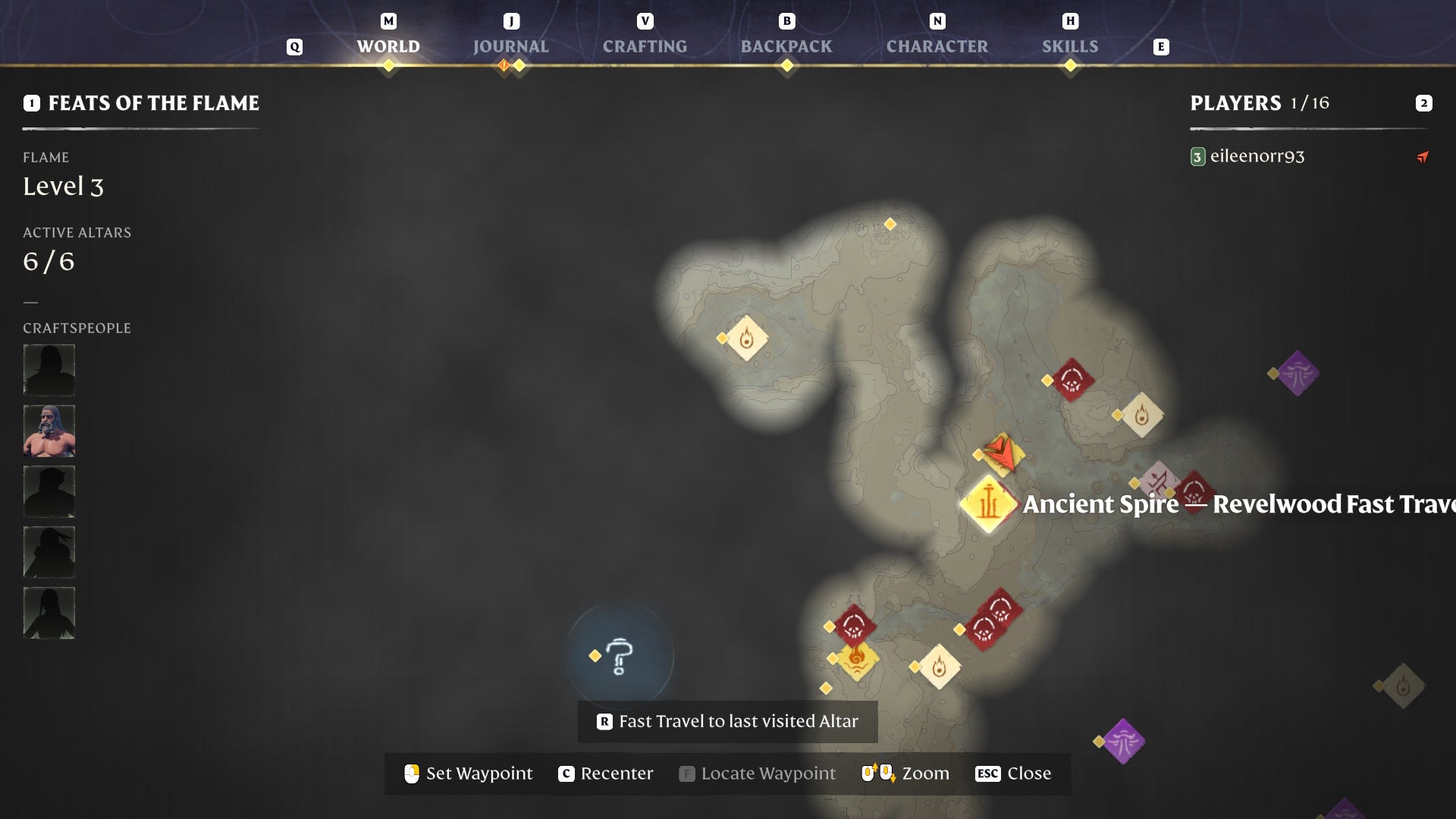 Map view of the Ancient Spire - Revelwood landmark in Enshrouded.