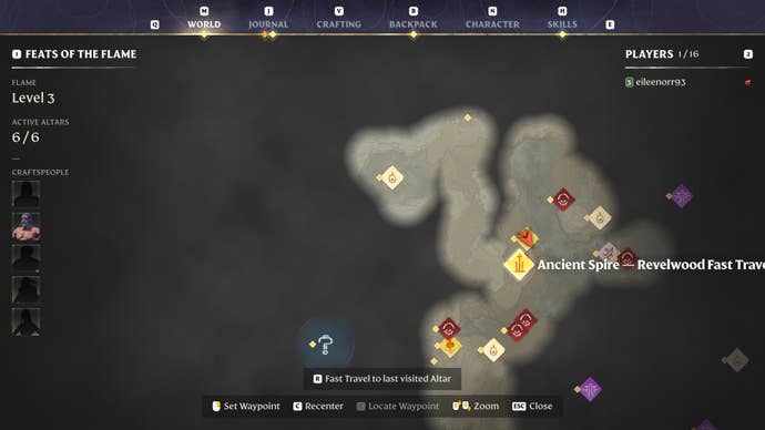 Map view of the Ancient Spire - Revelwood landmark in Enshrouded.