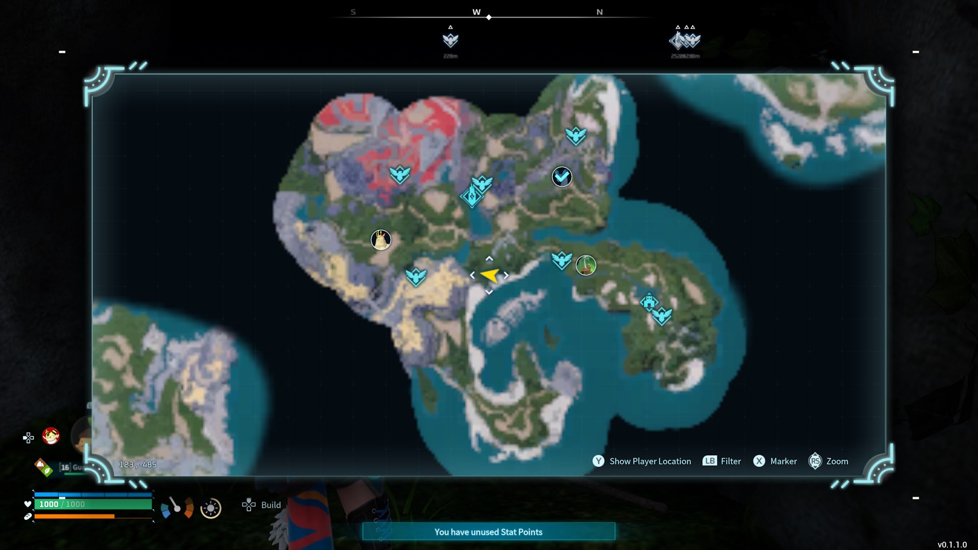 Map view of a dungeon cave in Palworld.