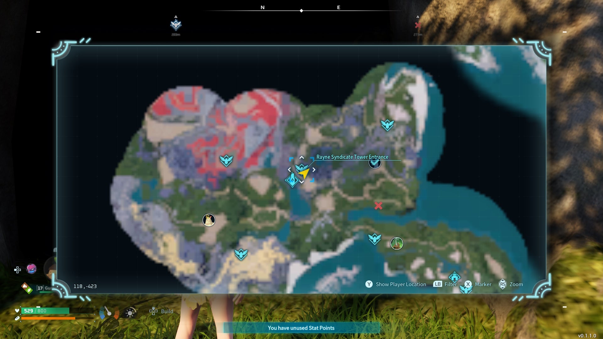 Map view of a dungeon cave in Palworld.