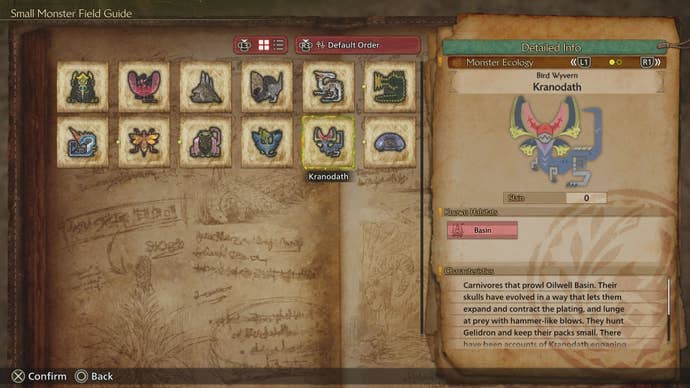 Field Guide entry for Kranodath monster in Monster Hunter Wilds.