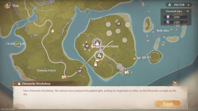 Map view of Vita’s location on Firework Isles in Infinity Nikki.