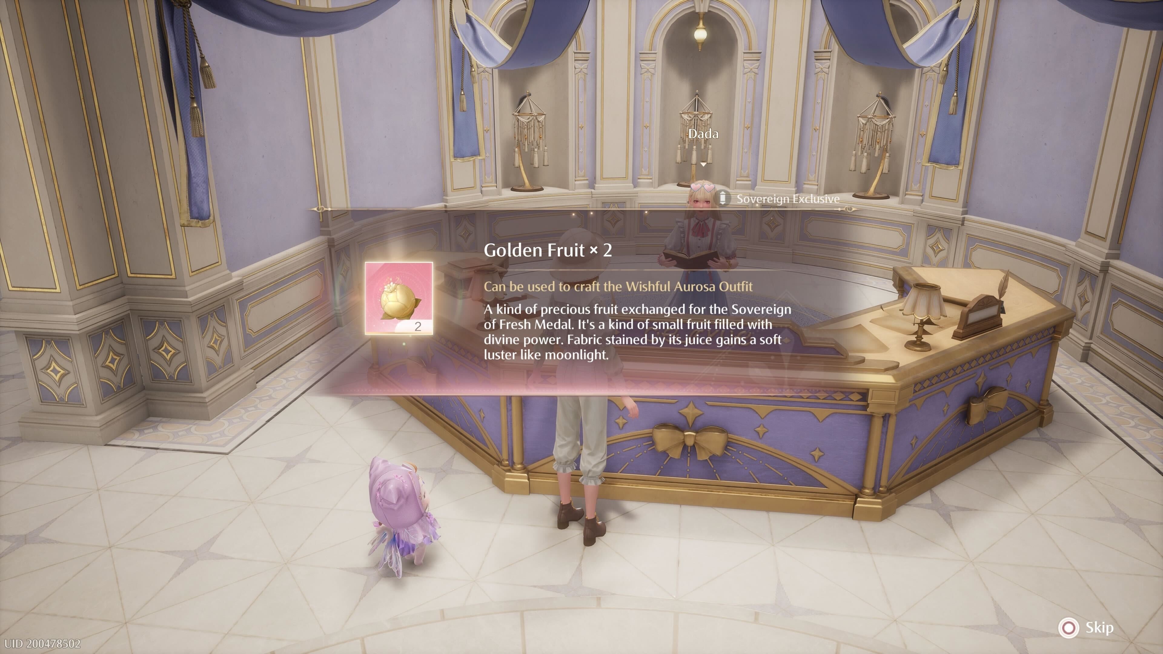 Decription of the Golden Fruit material in Infinity Nikki.