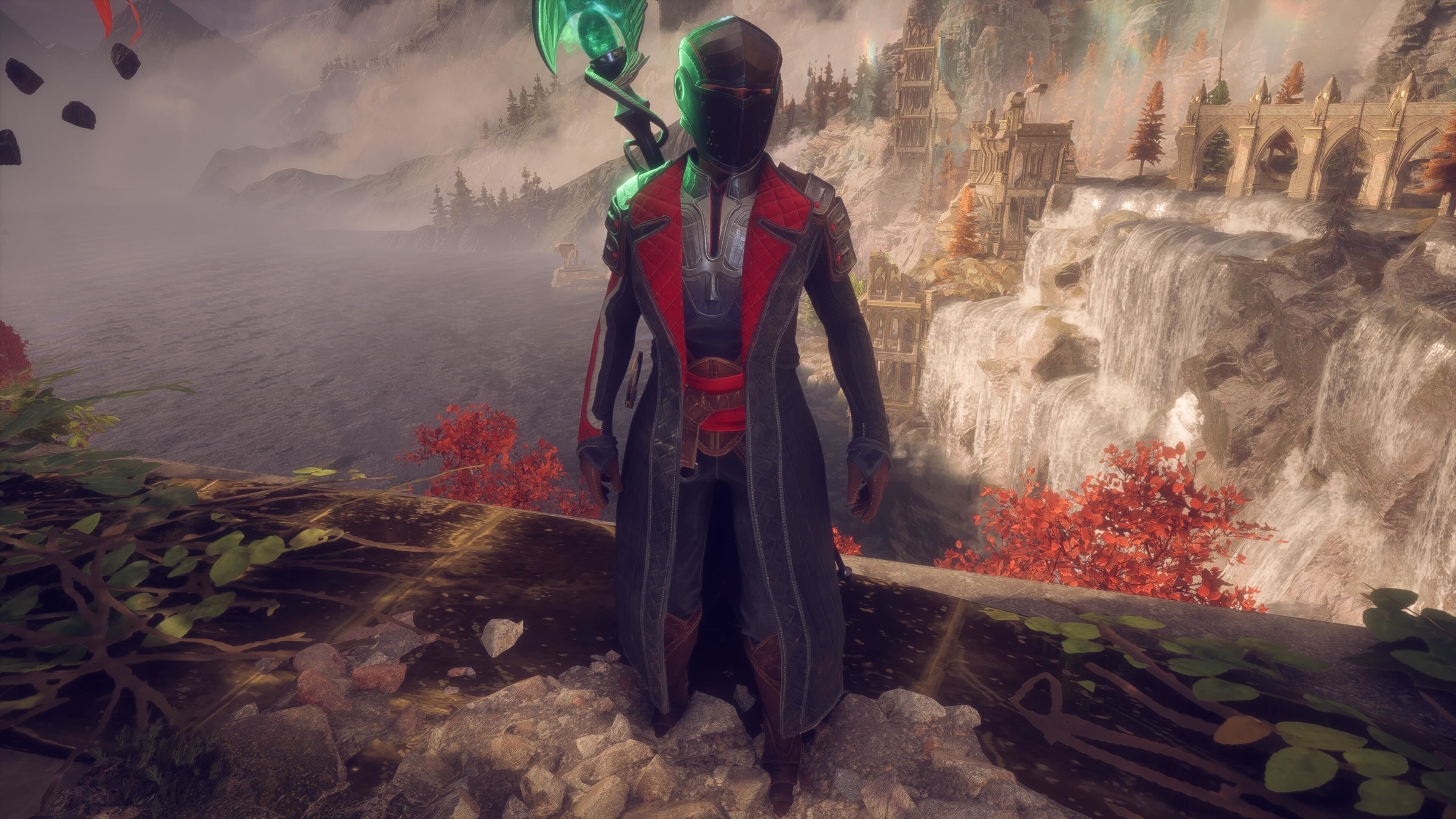 Rook wearing the Mass Effect armor in Dragon Age: The Veilguard.