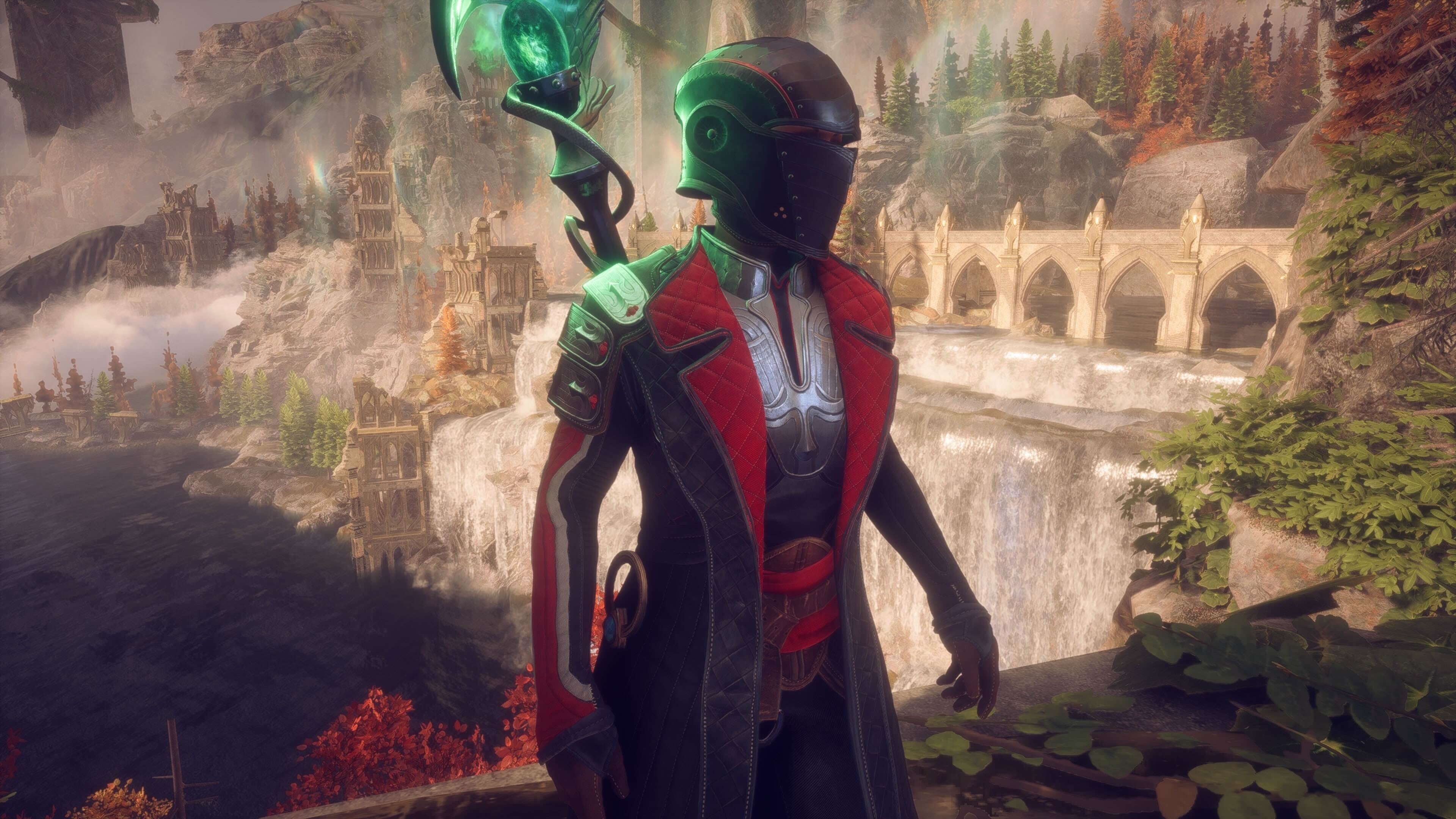 Rook wearing the Mass Effect armor in Dragon Age: TheVeilguard.