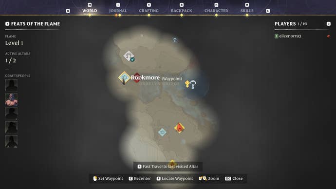 Ma view of the Rookmore settlement location in Enshrouded.