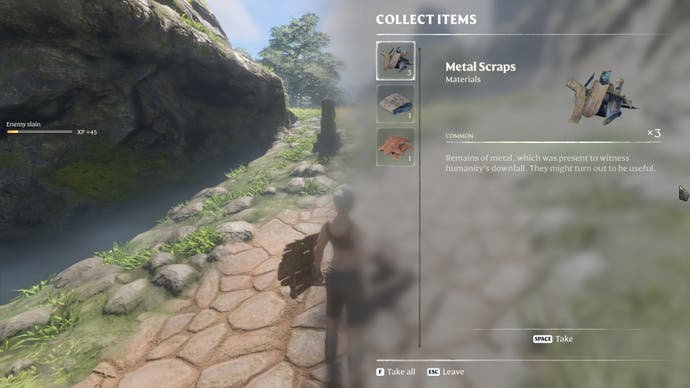 Loot menu of checking a Scavenger corpse in Enshrouded.