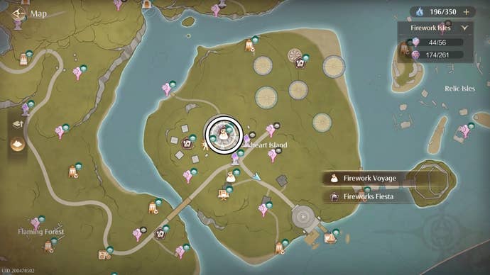 Circled map of where to buy Portable Fireworks in Infinity Nikki.