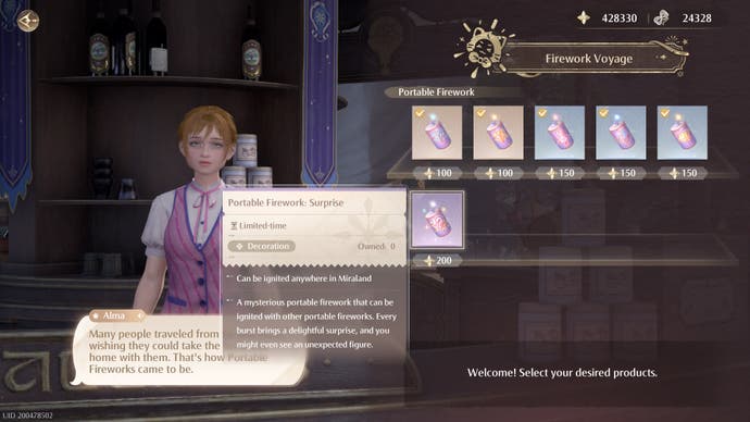 Alama's shop inventory in Infinity Nikki.