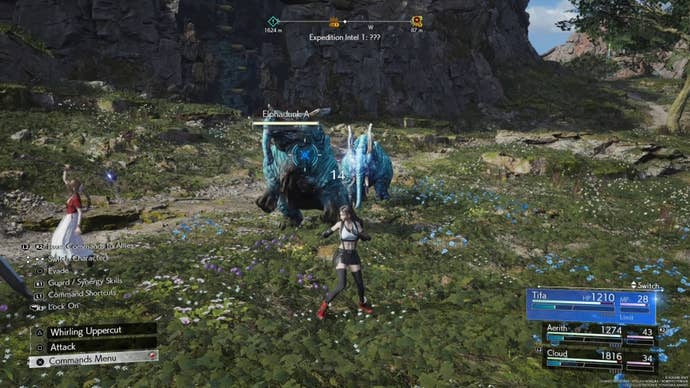 Tifa standing in front of two Elphadunks enemies in Final Fantasy 7 Rebirth.