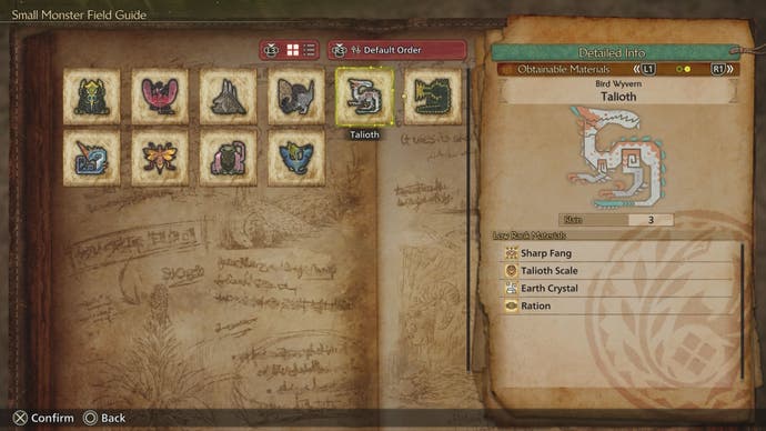 Talioth field guide entry in Monster Hunter Wilds.