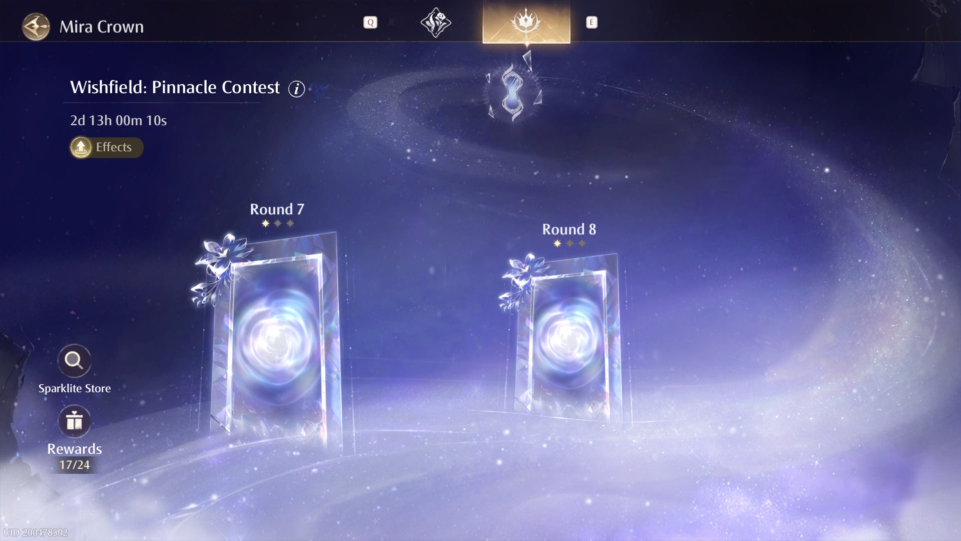 The Mira Crown menu in Infinity Nikki.
