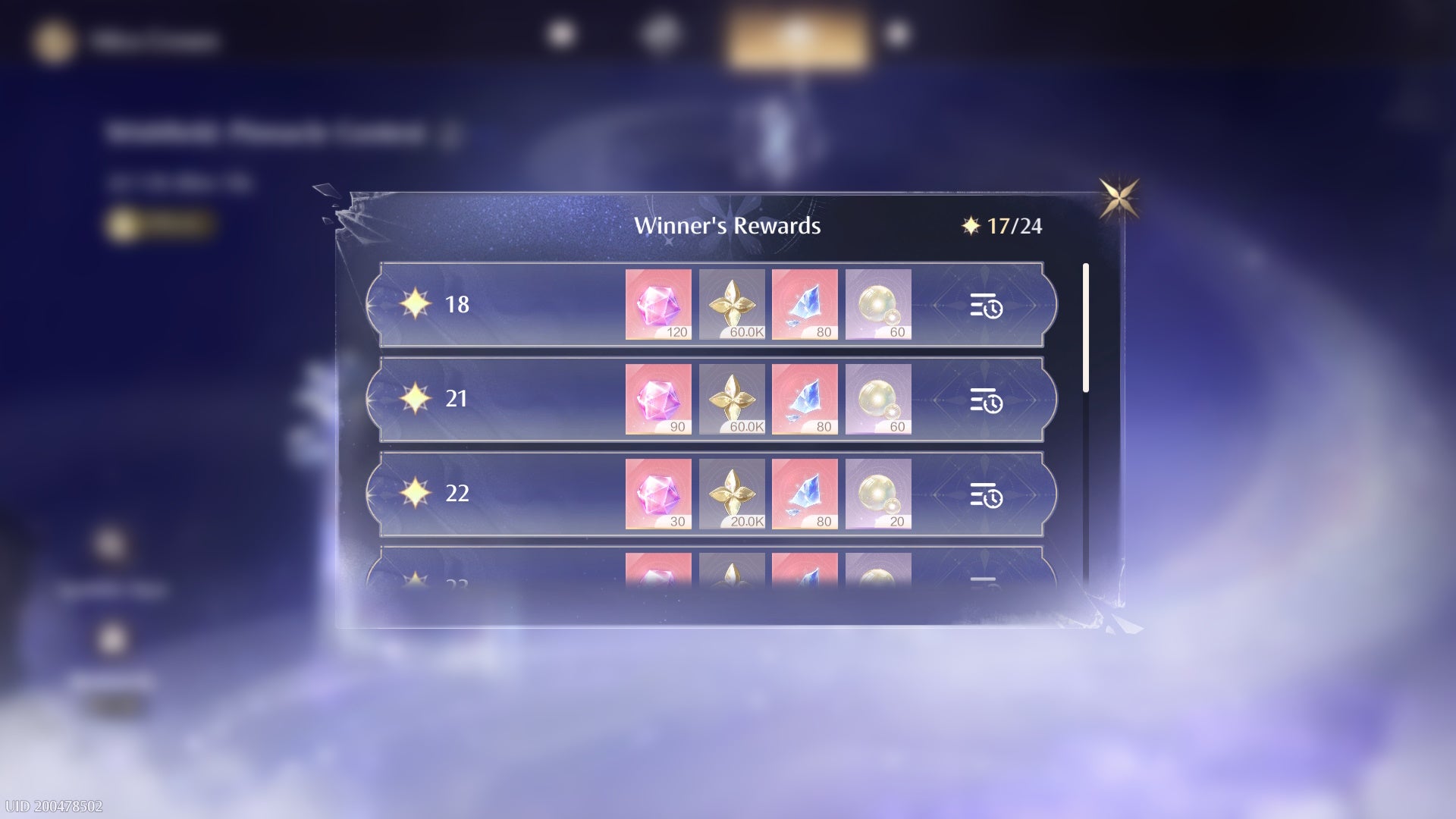 The Mira Crown rewards menu in Infinity Nikki.