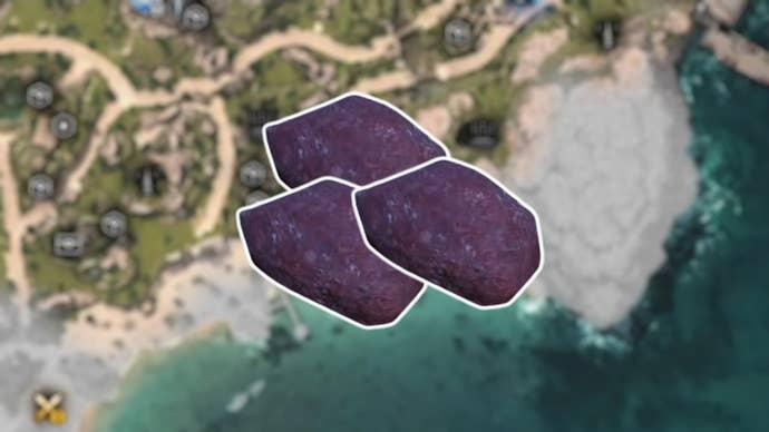 Ore deposits on a blurred map of the Corel region in Final Fantasy 7 Rebirth.