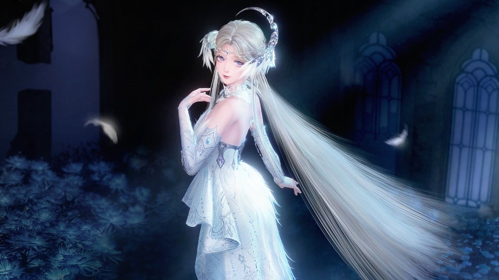 Promotional image of Nikki in the Silvergale&rsquo;s Aria Miracle Outfit in Infinity Nikki.