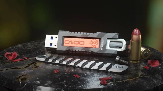 cropped view of a double weapon xp token in the battle pass menu, which resembles a usb drive