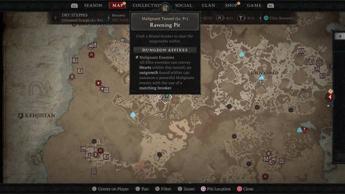 Map picture showing the Ravening dungeon’s location.