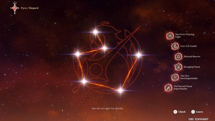 The Pyro Traveler’s basic Constellations in Genshin Impact.