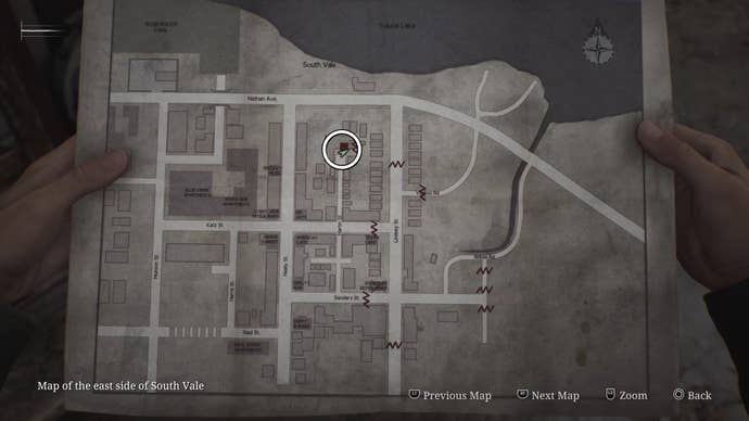 The Wooden Plank’s location circled on the map in Silent Hill 2.