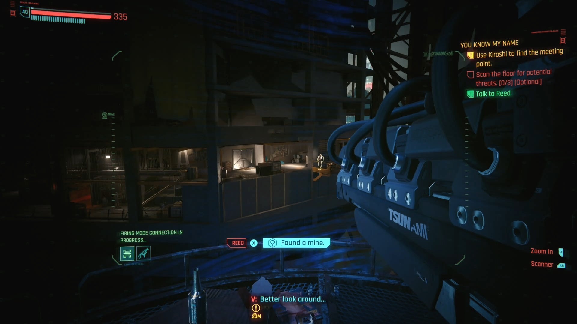 sniper nest view of identifying a mine