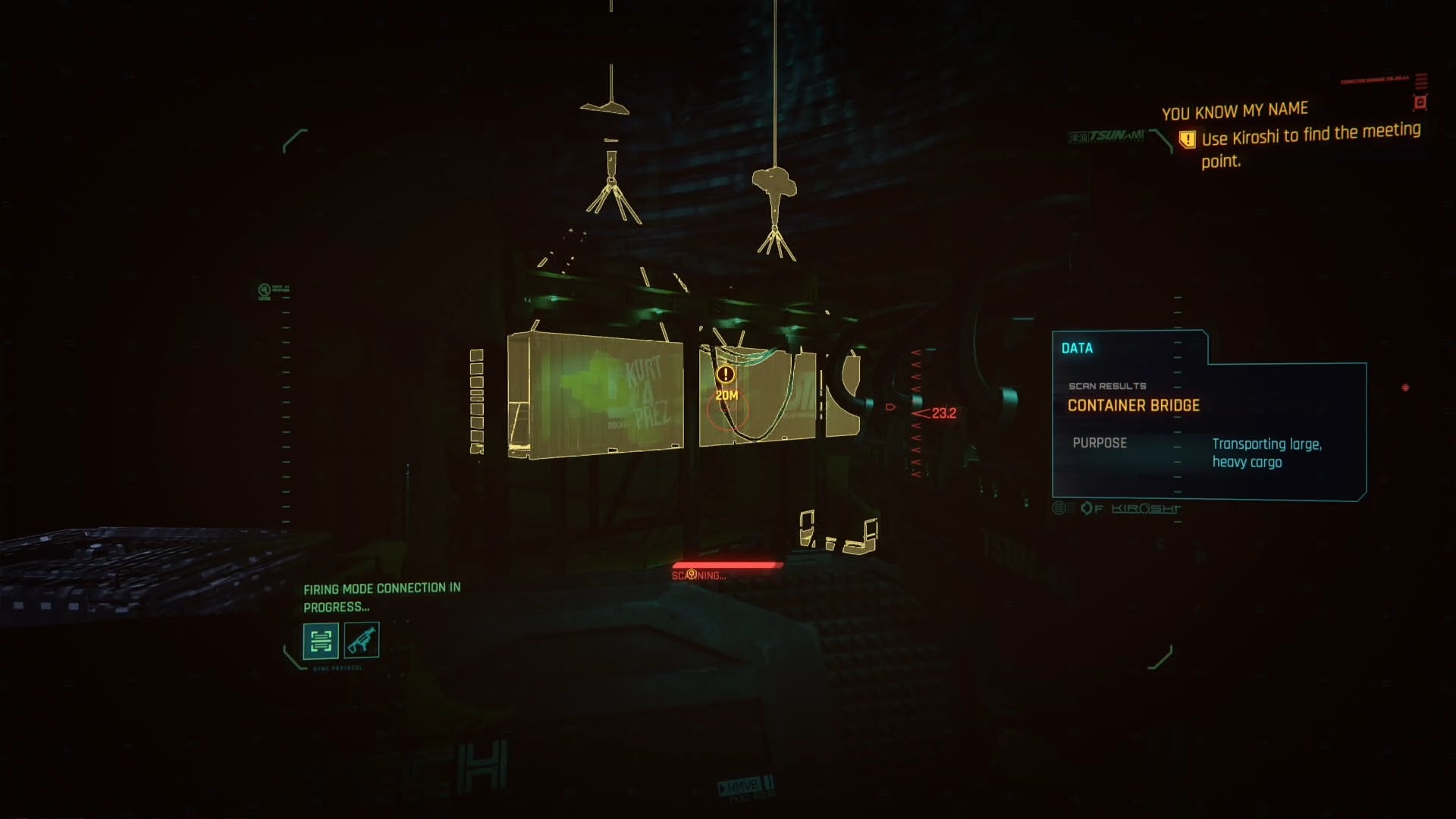 sniper nest view of identifying a bridge container