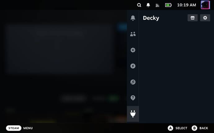 Step 5 of how to install Decky Loader on the Steam Deck: find Decky Loader in the Steam Deck’s quick access menu and start installing plugins.