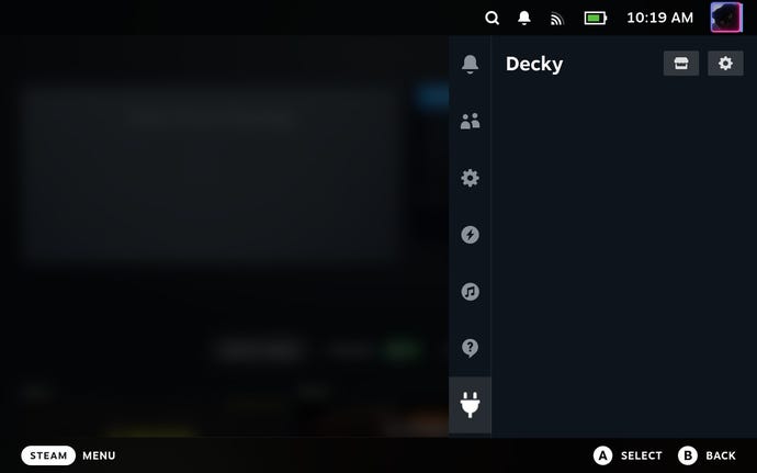 Step 5 of how to install Decky Loader on the Steam Deck: find Decky Loader in the Steam Deck's quick access menu and start installing plugins.