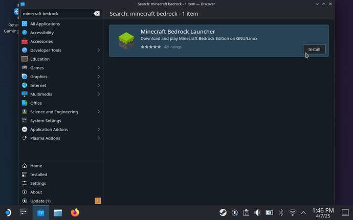 Step 2 of how to install Minecraft Bedrock on Steam Deck.
