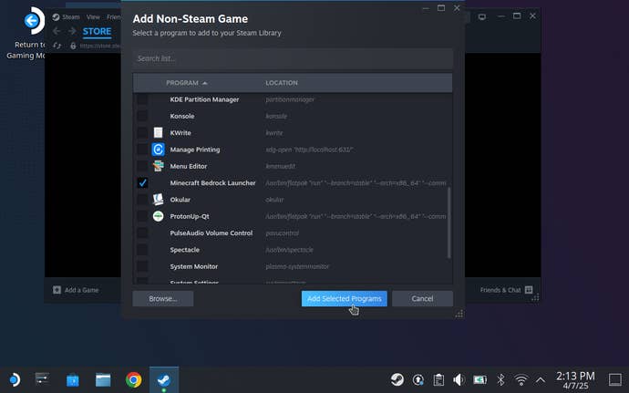 Step 7 of how to install Minecraft Bedrock on Steam Deck.
