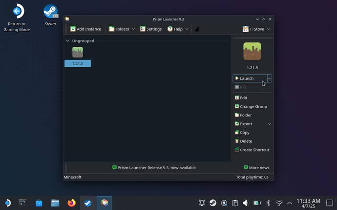 Step 10 of how to play Minecraft Java on the Steam Deck.