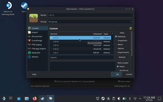 Step 7 of how to play Minecraft Java on the Steam Deck.