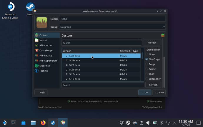 Step 8 of how to play Minecraft Java on the Steam Deck.