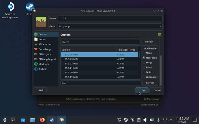 Step 9 of how to play Minecraft Java on the Steam Deck.
