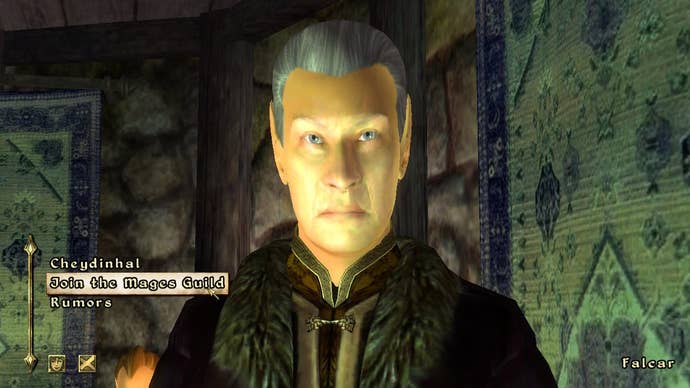 Speaking with Falcar in Oblivion.
