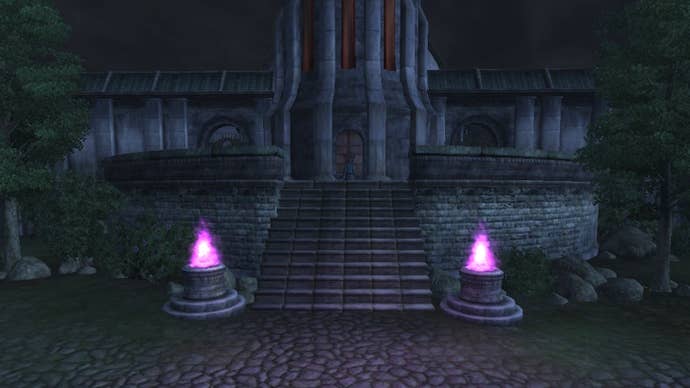 The Arcan University at night in Oblivion.