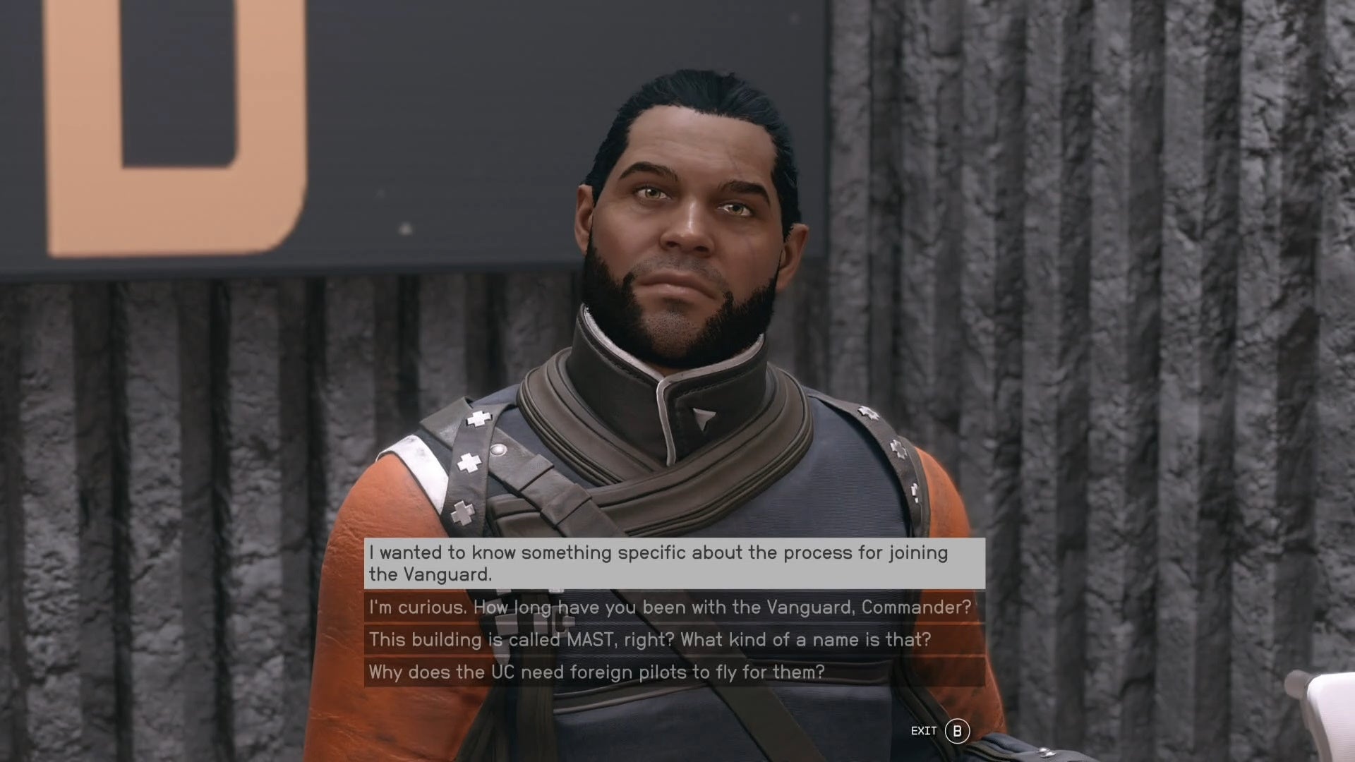 first person view talking with commander tuala