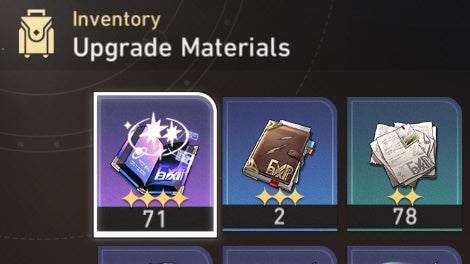 cropped menu image of character level up materials