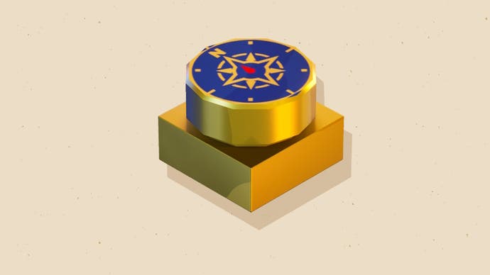 A Basic Compass on a cream background in Lego Fortnite.