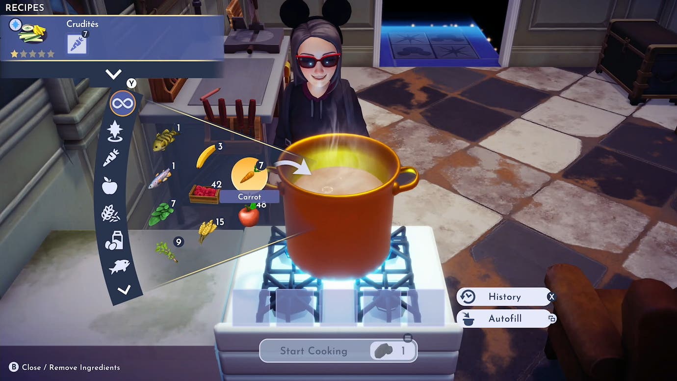 How to make crudites and fish sandwiches in Disney Dreamlight Valley