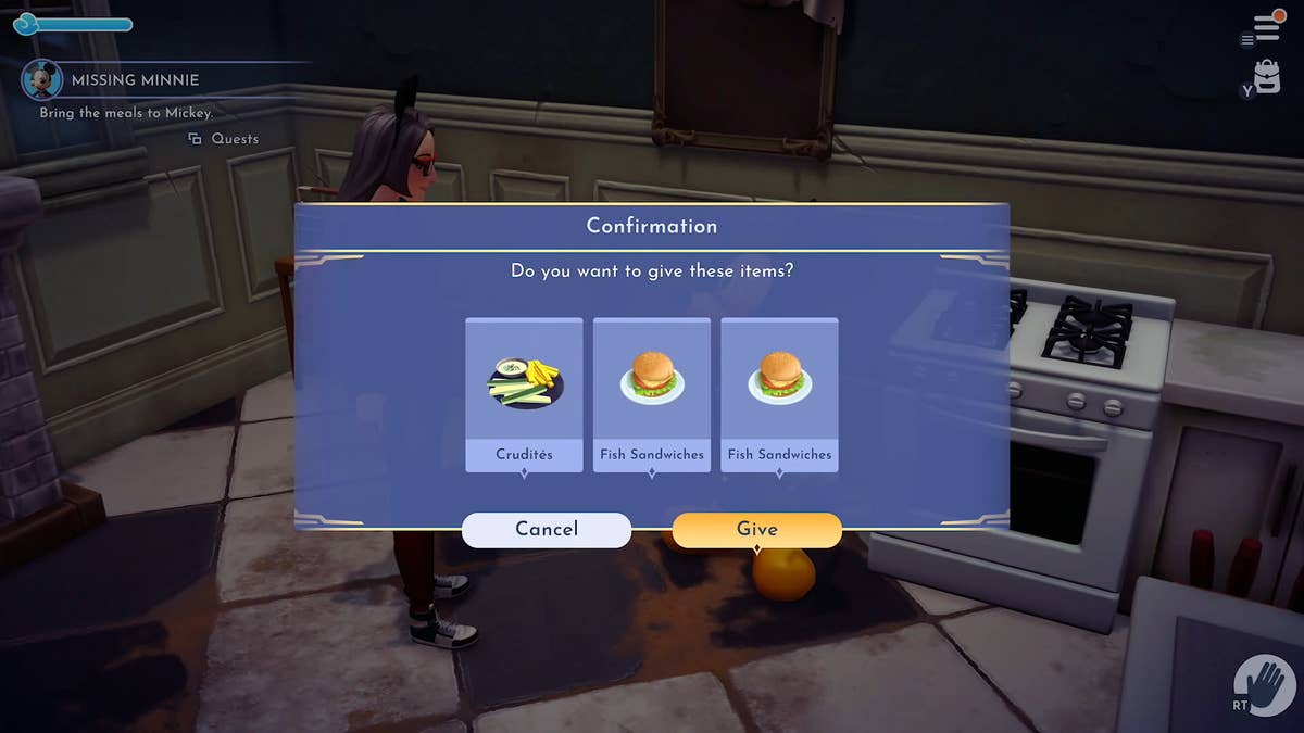 How to make crudites and fish sandwiches in Disney Dreamlight