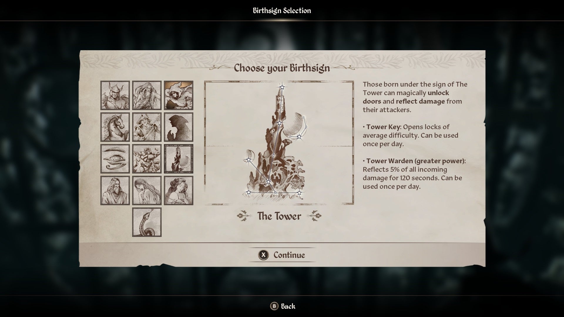 The Tower Birthsign in Oblivion Remastered.
