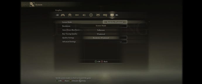 Step 8 of how to enable Elden Ring ultrawide support: Set the game's graphics options to use Borderless Windowed mode and your monitor's native resolution.
