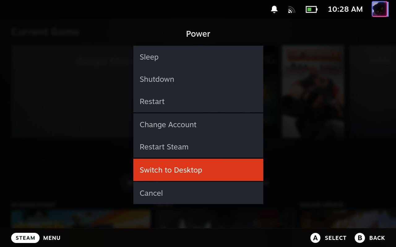 Step 1 of how to play Game Pass games on the Steam Deck: Enter Desktop Mode. - 5