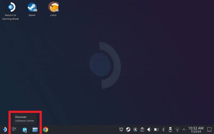 Step 2 of how to play Game Pass games on the Steam Deck: Open the Discover software centre app.