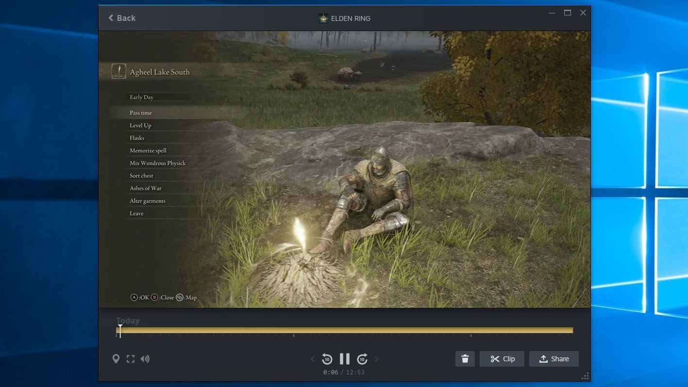 Step 1 of how to edit Steam Game Recording clips: Open the clip by clicking on it in the game&rsquo;s Steam Library page.