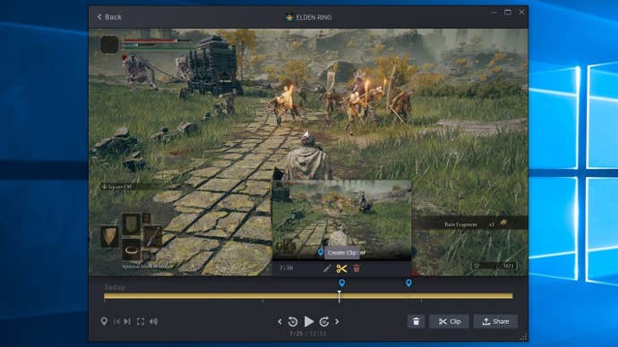 Step 2b of how to edit Steam Game Recording clips: Optionally, set blue timeline markers to use them as start/end points for a clip.