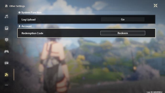 Code redemption menu of Wuthering Waves.