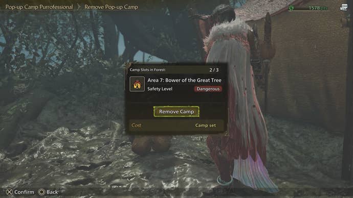 Removing a Pop-up Camp in Monster Hunter Wilds.