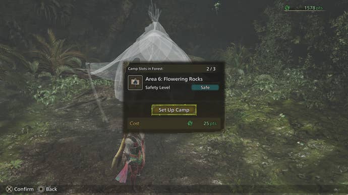 Setting up a Pop-up Camp in Monster Hunter Wilds.